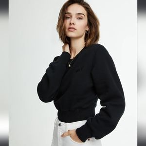 Eco Fleece Ribbed Bodice Crew Neck Sweatshirt- medium